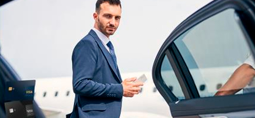 Aeroportdan - Visa bilan biznes- klassdagi taksida